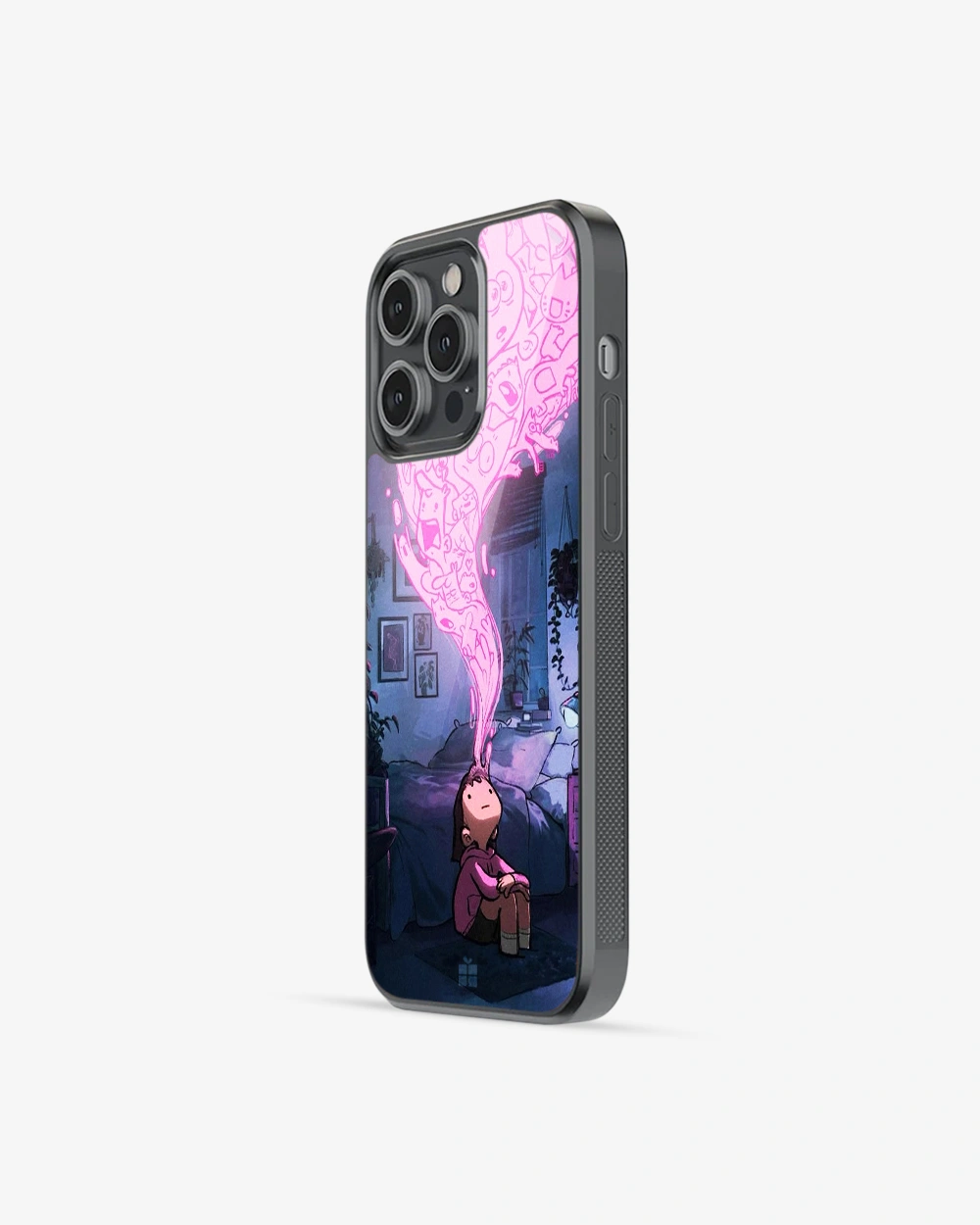 Buy Mind Manifest Pink Aura Cartoon iPhone 16 Pro Max Glass Case glass Online