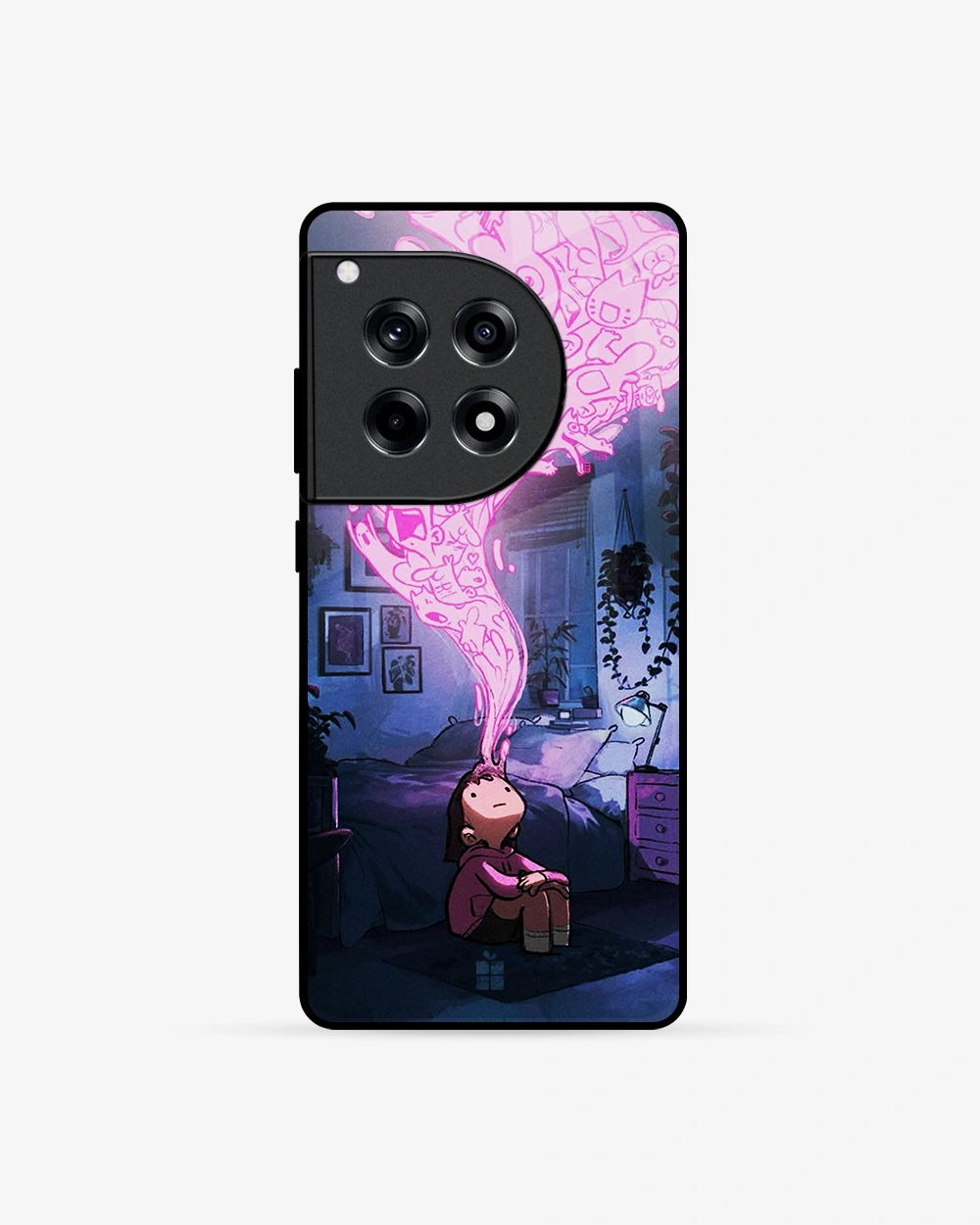 Buy Mind Manifest Pink Aura Cartoon OnePlus 12R 5G Glass Case glass Online
