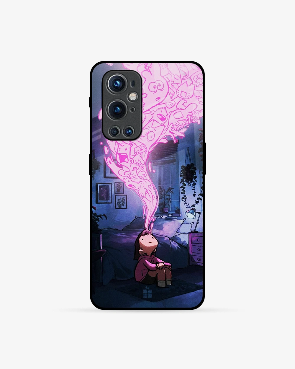 Buy Mind Manifest Pink Aura Cartoon OnePlus 9 Pro Glass Case glass Online