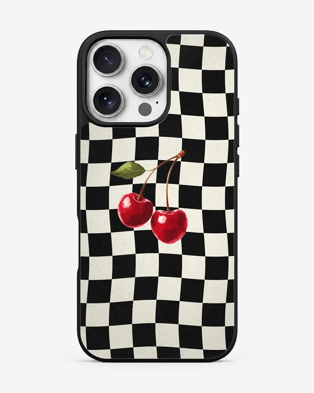 Retro Cherry Checkerboard Glass Case image 1