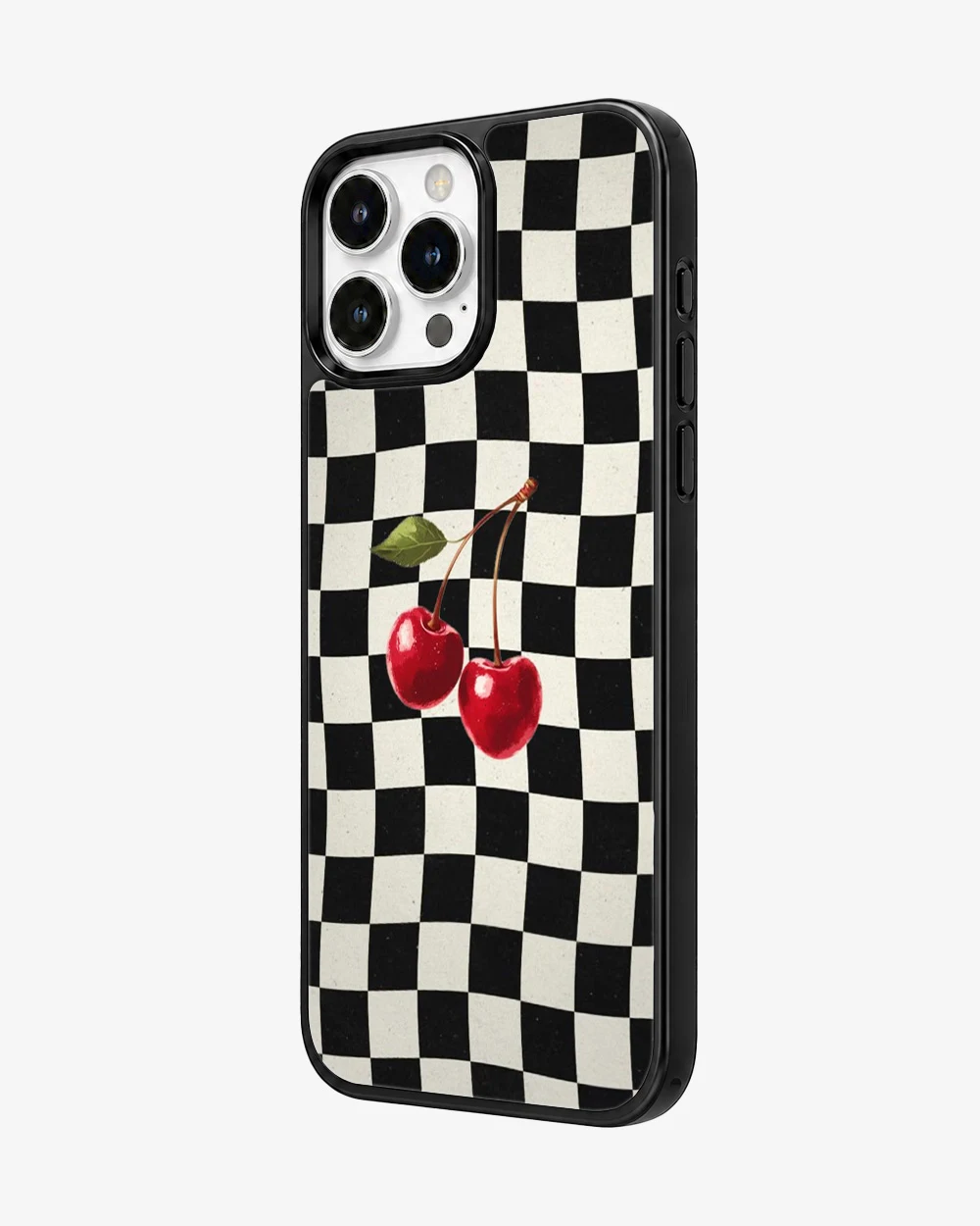 Retro Cherry Checkerboard Glass Case image 2