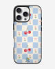 Blue Checkerboard Cherries & Tulips Glass Case image 1