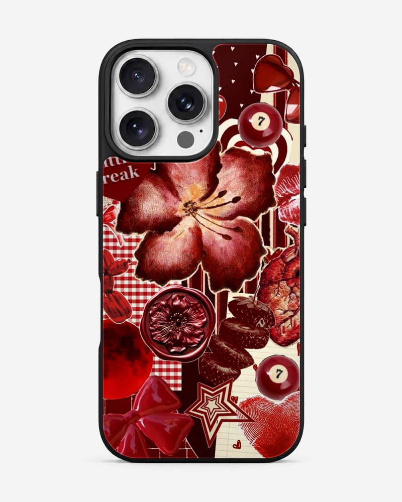 Crimson Collage Maximalist Glass Case image 1
