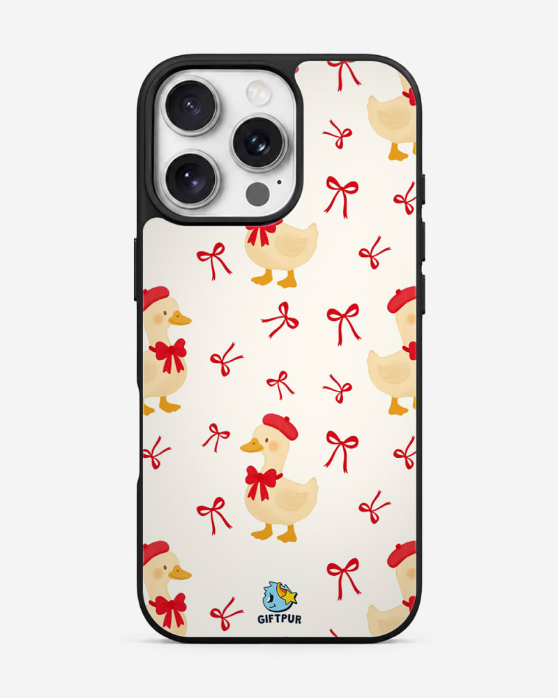 French Beret Ducklings & Bows Glass Case image 1