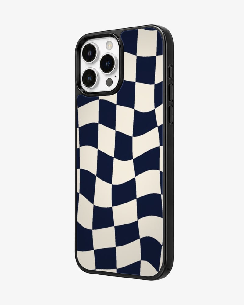 Midnight Warp Checkers Glass Case image 2