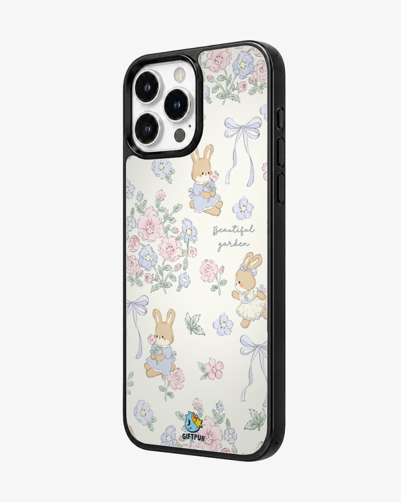 Beautiful Garden Bunnies & Floral Glass Case image 2