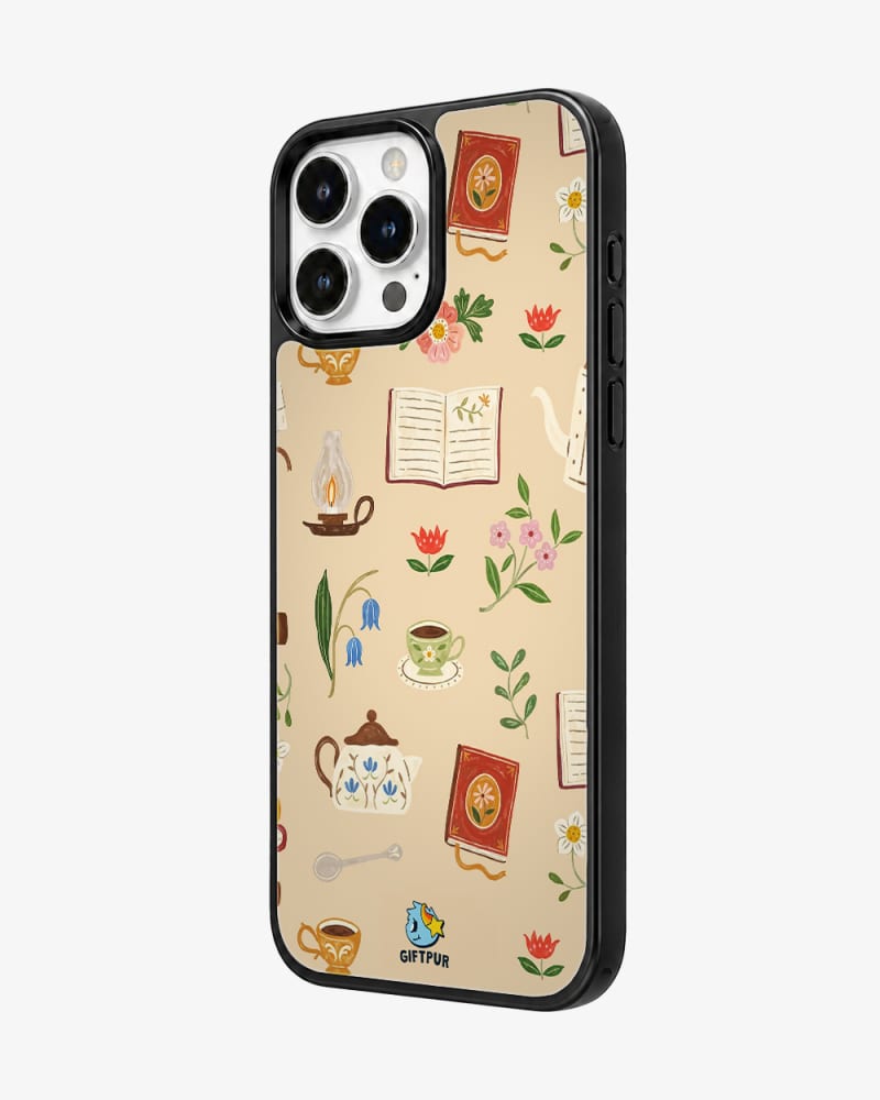 Cozy Book Nook & Tea Journal Glass Case image 2